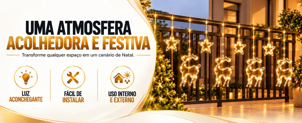 Uma atmosfera acolhedora e festiva: luz aconchegante, fácil de instalar